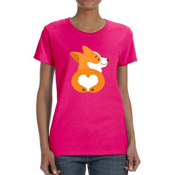 Fluffy Corgi Booty T-Shirt Women -Image by Shutterstock, Female Large