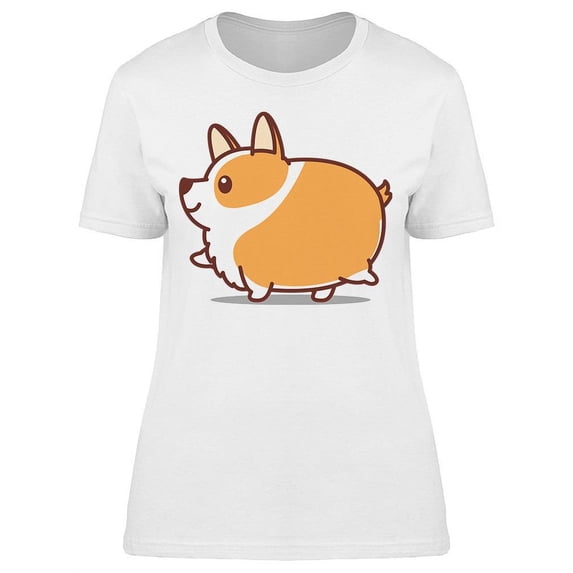 Fluffy Corgi Walking T-Shirt Women -Image by Shutterstock, Female XX-Large