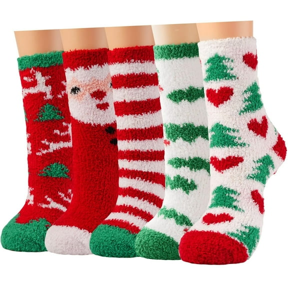 Fluffy Cozy Plush Soft Slipper Socks for Fall Winter Gifts Warm Sleeping Home 5/6 Pairs, Tan, 6-11