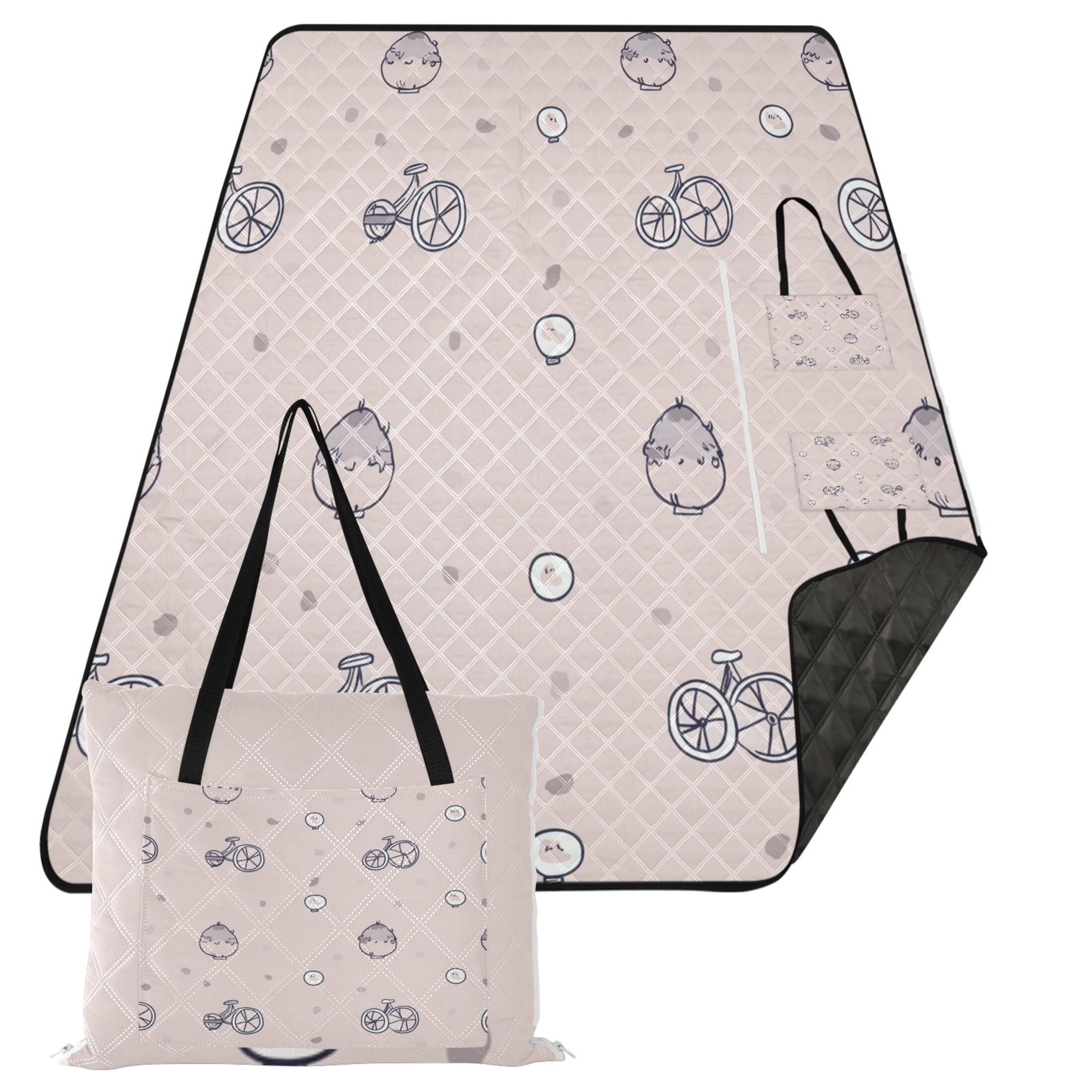 Fluffy Creatures and Bikes 60x80in Waterproof Picnic Mat, Foldable ...