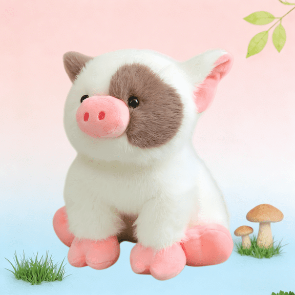 Fluffy Cute Pig Plush Toy 8in Soft Cartoon Pig Stuffed Farm Animal Doll Pillow Creative Birthday Gift