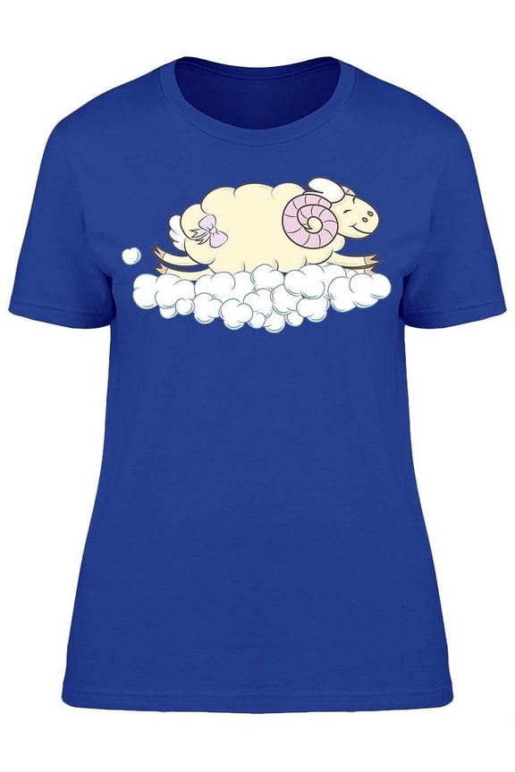 Fluffy Cute Sheep Cotton Cloud T-Shirt Women -Image by Shutterstock, Female Large