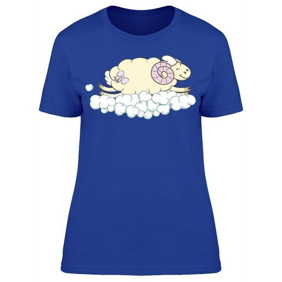 Fluffy Cute Sheep Cotton Cloud T-Shirt Women -Image by Shutterstock, Female Medium