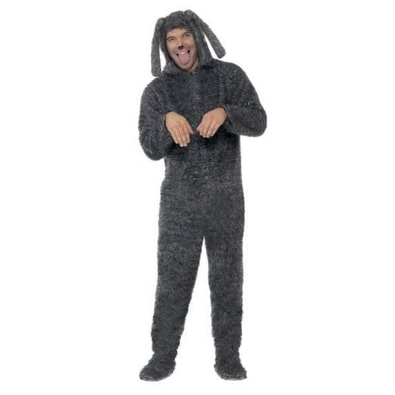 Fluffy Dog Costume Adult Grey Animal Medium Male Fancy Dress Party Book Week Halloween