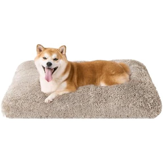 Curated visual reference: Fresh Look at Fluffy Dog Crate Bed For Large Dogs Plush Faux Fur