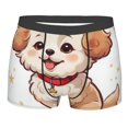 Fluffy Dog with Red Collar Printed Men'S Flat Angle Underwear With A