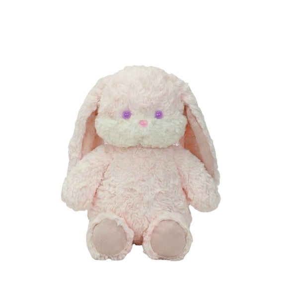 Fluffy Dream Bunny Plush Toy with Purple Eyes Soft Stuffed Animal Doll for Office and Home Girls Bedtime Comfort Pastel Colored Rabbit 12 Inch Pink