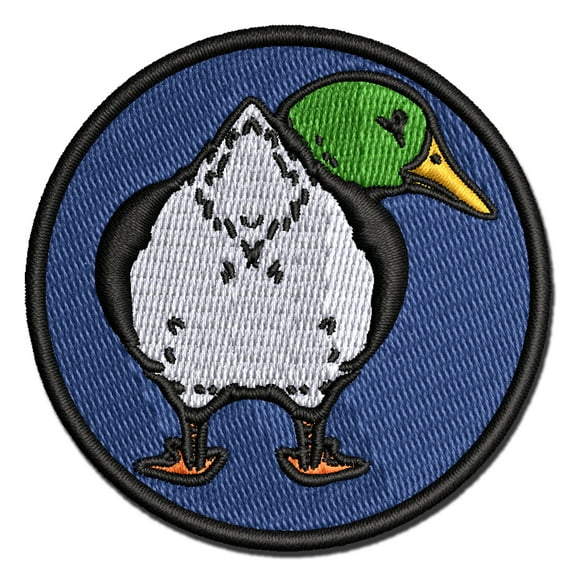 Fluffy Duck Butt Looking Behind Applique Multi-Color Embroidered Hook & Loop Patch - 3 Inch Medium