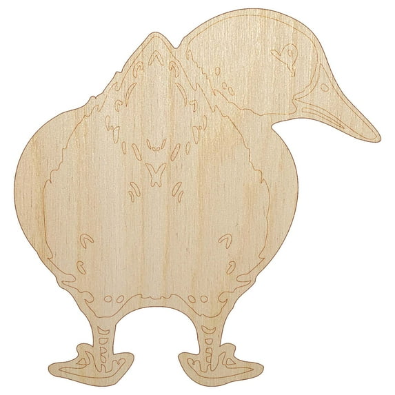 Fluffy Duck Butt Looking Behind Wood Shape Unfinished Piece Cutout Craft DIY Projects - 6.25 Inch Size - 1/4 Inch Thick