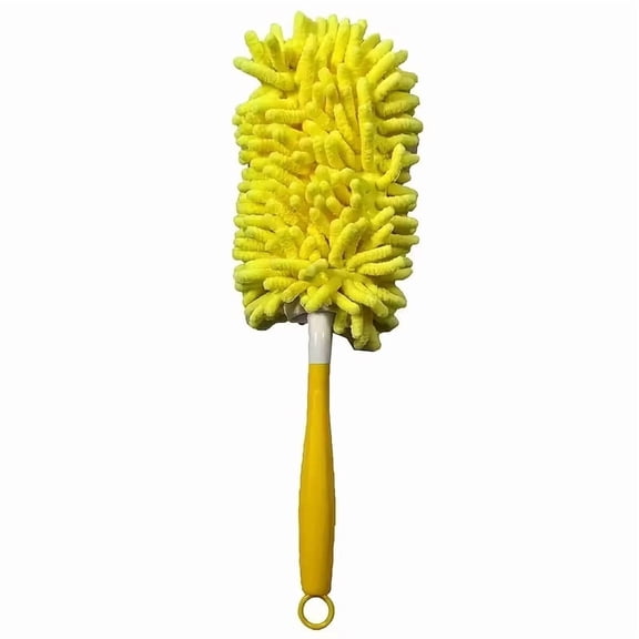 Fluffy Dusting Brush with Handle - Soft Chenille Cleaning Tool for Home, Kitchen, and Outdoor Use