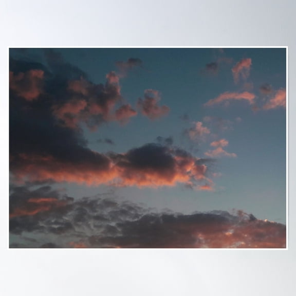 Fluffy Ethereal Pink And Grey Clouds Poster Wall Art, Modern Wall Decor, 8x12 UNFRAMED