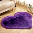 thumbnail image 1 of Heart Shaped Shaggy Faux Fur Fluffy Rug Hairy Carpet Floor Mat Home Bedroom Purple, 1 of 6