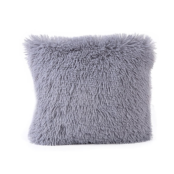 Fluffy Faux Fur Throw Pillow Cover, Squaresoft Plush Decor Cushion Case Detachable for Sofa Cafe Library Party Club Indoor Home Decor Gray