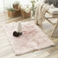thumbnail image 1 of Fluffy Faux Peacock Fur Area Rug，Soft Decorative Indoor Floor Mat, Rectangle Pink White, 2 x 3 Feet, 1 of 4