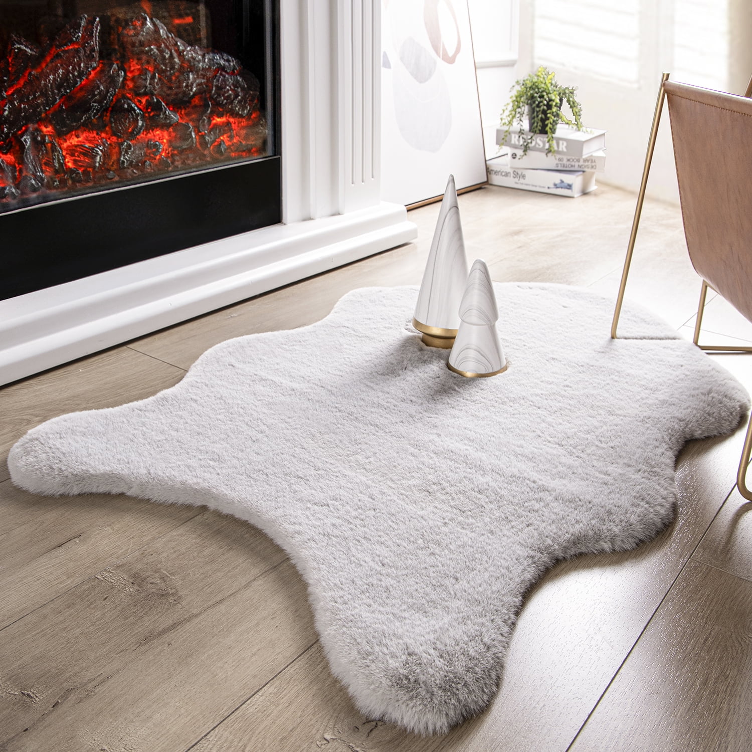 Fluffy Faux Rabbit Fur Area Rugs, Soft Indoor Decorative Mat, 2 x 3 ...
