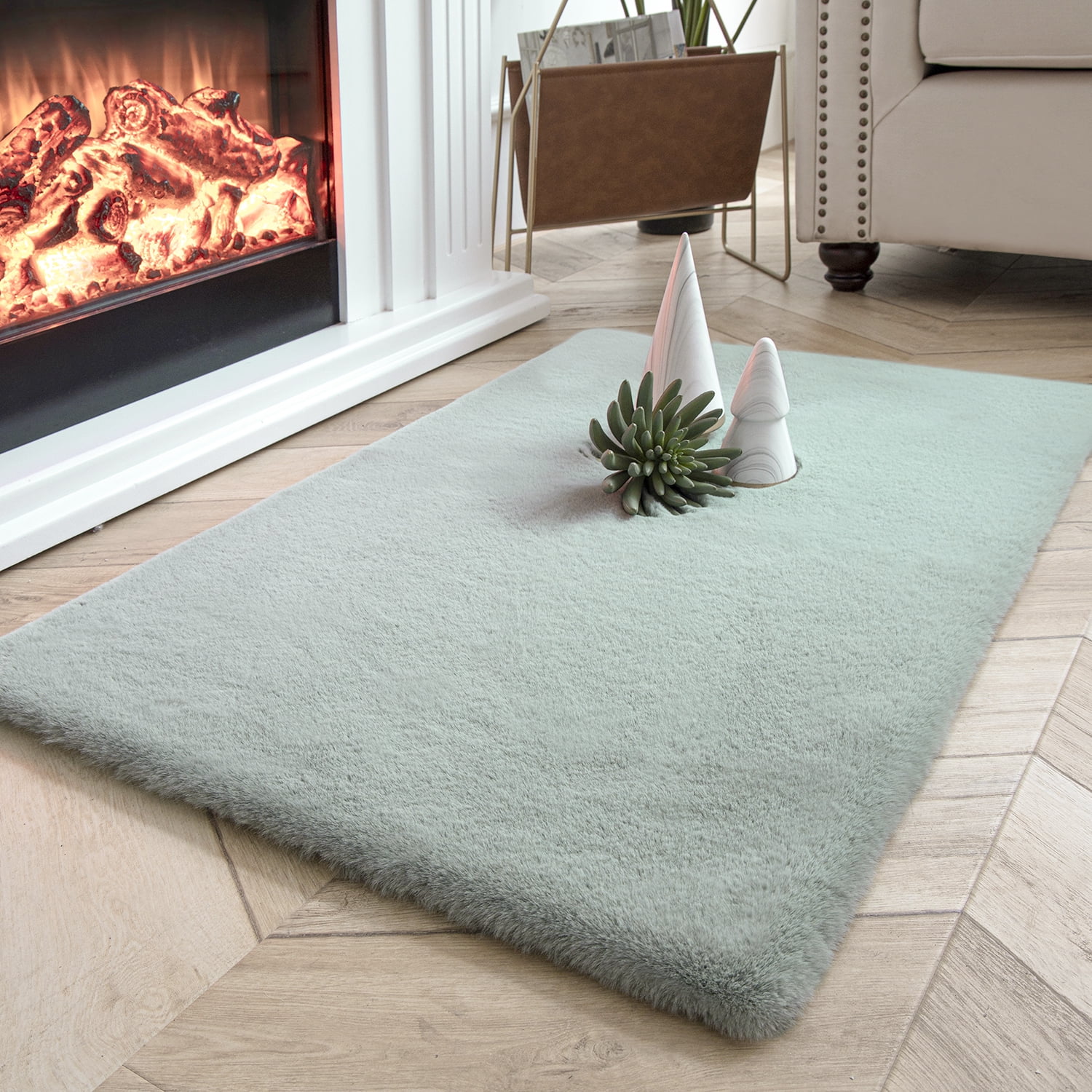 Faux Rabbit Rug Fluffy Faux Rabbit Fur Area Rugs, Soft Indoor Decorative Mat, 2 x 3 ...