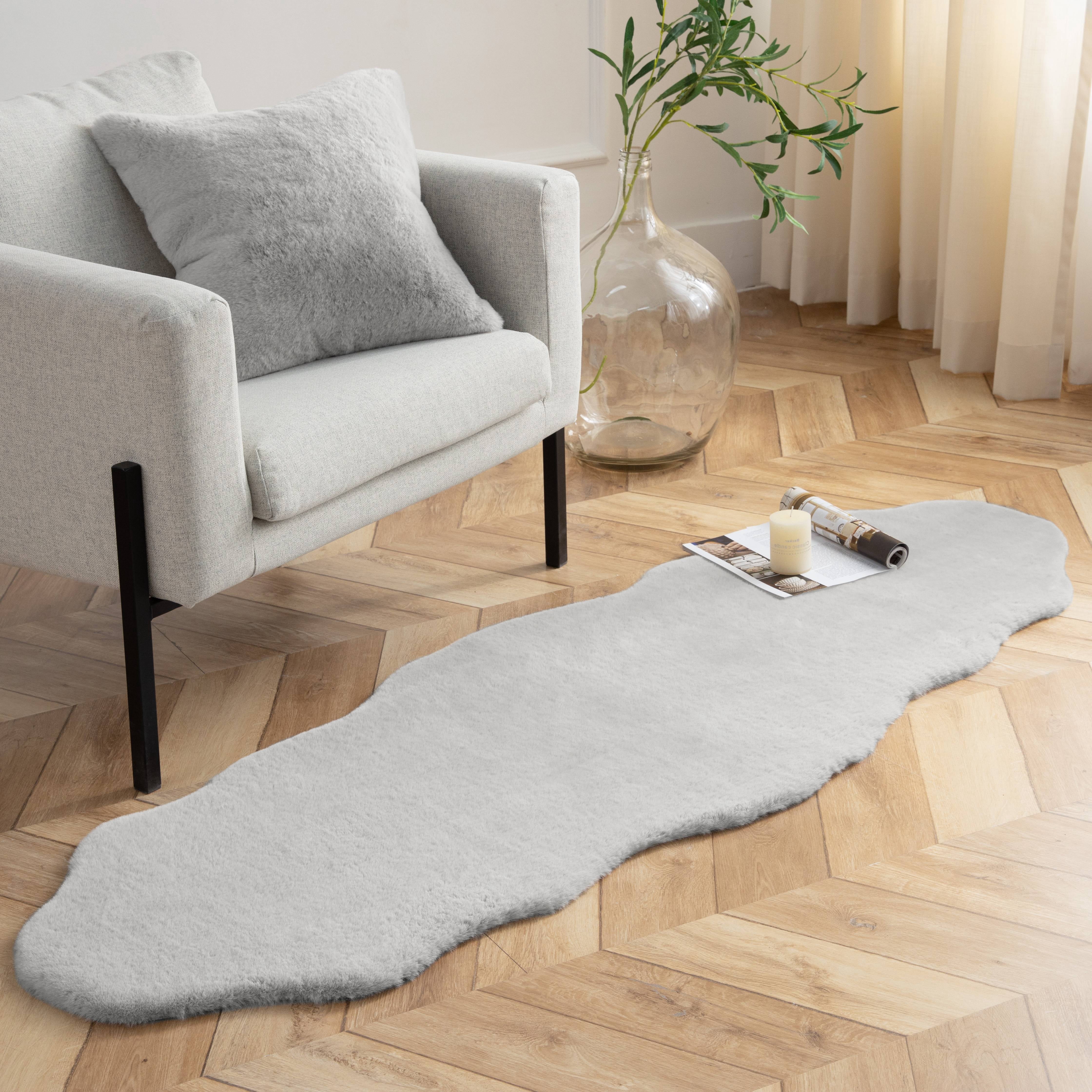 Ashler 2x6 ft Faux Rabbit Fur Area Rugs for Living Room Soft Fluffy ...