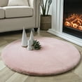 thumbnail image 1 of Fluffy Faux Rabbit Fur Area Rugs, Soft Indoor Decorative Mat, 3 x 3 Feet, Round Pink, 1 Pack, 1 of 3