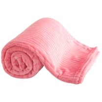 Fluffy Flannel Toddler Bed Blanket, Warm and Fuzzy Plush Stripes Crib Throw, 30 x 40 inches, Pink