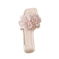 thumbnail image 1 of Fluffy Flower Dressy Slide Sandal for Women Evening Party Slide On Sandals Square Toe Comfortable Flat Sandals, 1 of 7