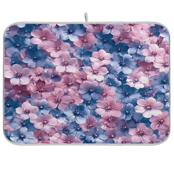 Fluffy FlowersKitchen Drying Mat Heat Resistant Drainage with Non-Slip Rubber Backing Hides Stains Super Absorbent Easy to Clean 18×24in