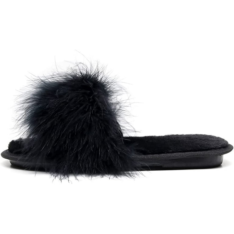 Fluffy Fur Slippers For Women Bride Bridesmaid Wedding Shoes