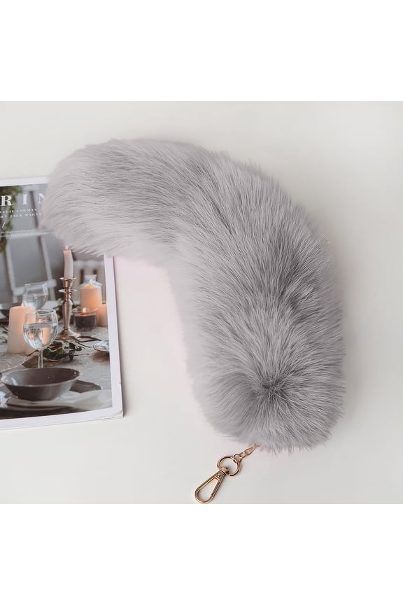Fluffy Fur Wolf Tail Keychain Black Red Purple Fox Tail Key Chain Toy Costume Keyring for Women