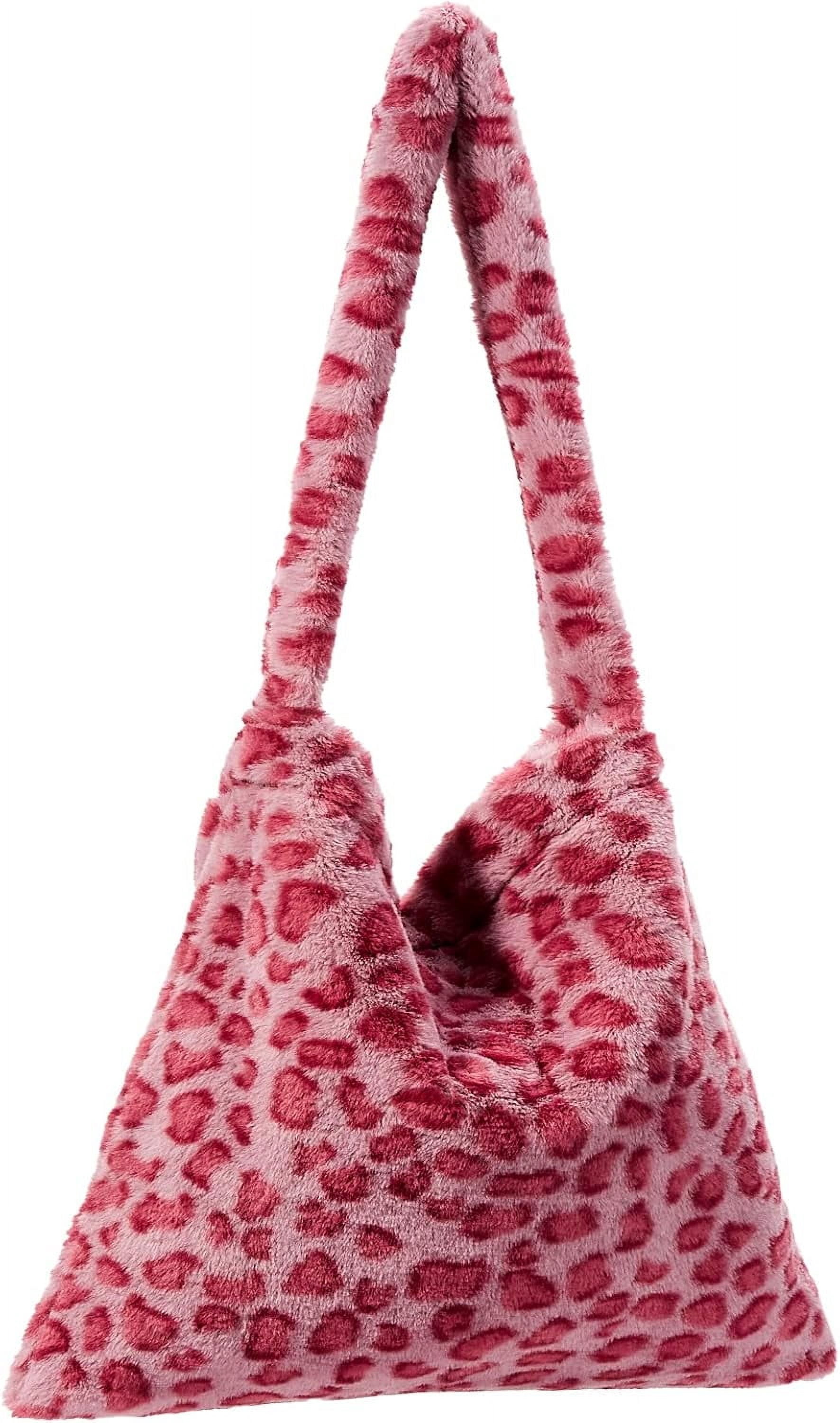 Furry Plush Tote Bag For Women – Fluffy Fuzzy Heart Shoulder Bag Large Capacity Purse For Autumn Winter