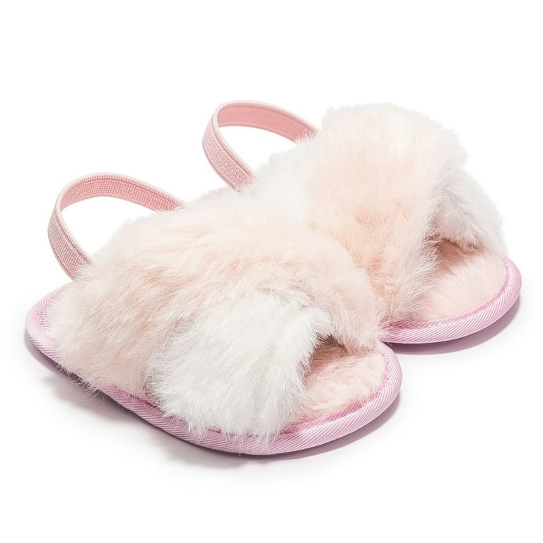Fuzzy slides store with strap