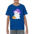 thumbnail image 1 of Fluffy Ghost W Pumpkin T-Shirt Juniors -Image by Shutterstock,  x-Large, 1 of 4