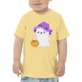thumbnail image 1 of Fluffy Ghost W Pumpkin T-Shirt Toddler -Image by Shutterstock,  2 Toddler, 1 of 4