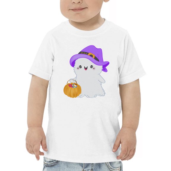 Fluffy Ghost W Pumpkin T-Shirt Toddler -Image by Shutterstock,  4 Toddler