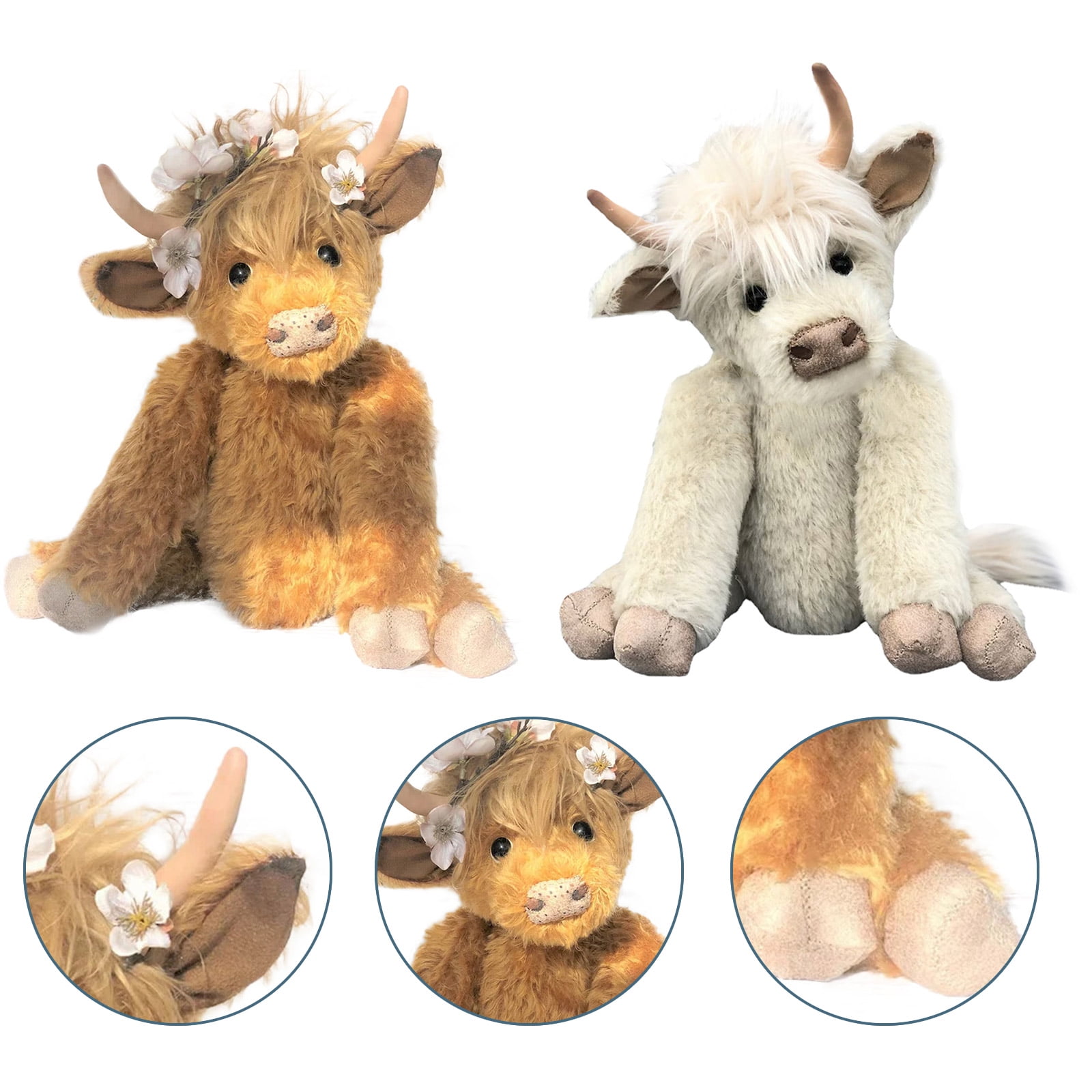 Fluffy Highland Cattle Plush Doll Toy - Soft Cow Stuffed Animal ...