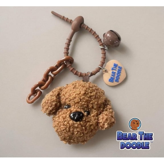 Bear The Doodle, Fluffy Goldendoodle Keychain - Cute Plush Accessory for Backpacks, Travel Bags, Keys, Soft and Durable, Perfect for Kids and Adults, Educational Gift, Unisex, Dog Lover Collectible