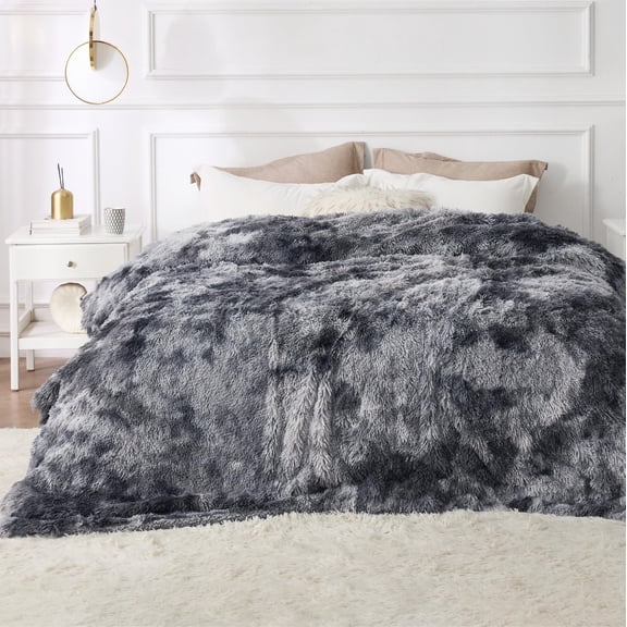 Fluffy King Size Blanket for Bed, Thick Warm Sherpa Fleece Faux Fur Bedding,