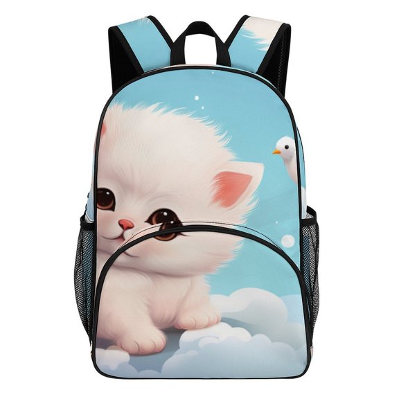 Fluffy Kitten Peaceful Dove Clouds Big Student Laptop Backpack For College Women Middle High Teen Bookbag Travel Daypack