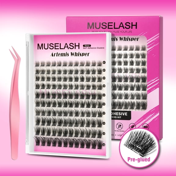 Fluffy Lash Cluster 120Pcs Self Adhesive Lash Clusters C Curl DIY Individual False Eyelashes Extensions Mixed Length 8-16mm Wispy Volume No Glue Cluster Lashes With Tweezers For Home Self Application