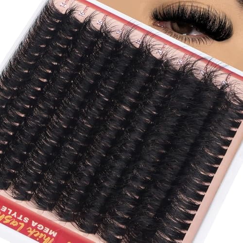 Fluffy Lash Clusters 270D Volume Eyelash Clusters Dramatic Thick Individual Lashes 14-24mm Long Cluster Eyelash Extensions DIY Mega Lash Extension by