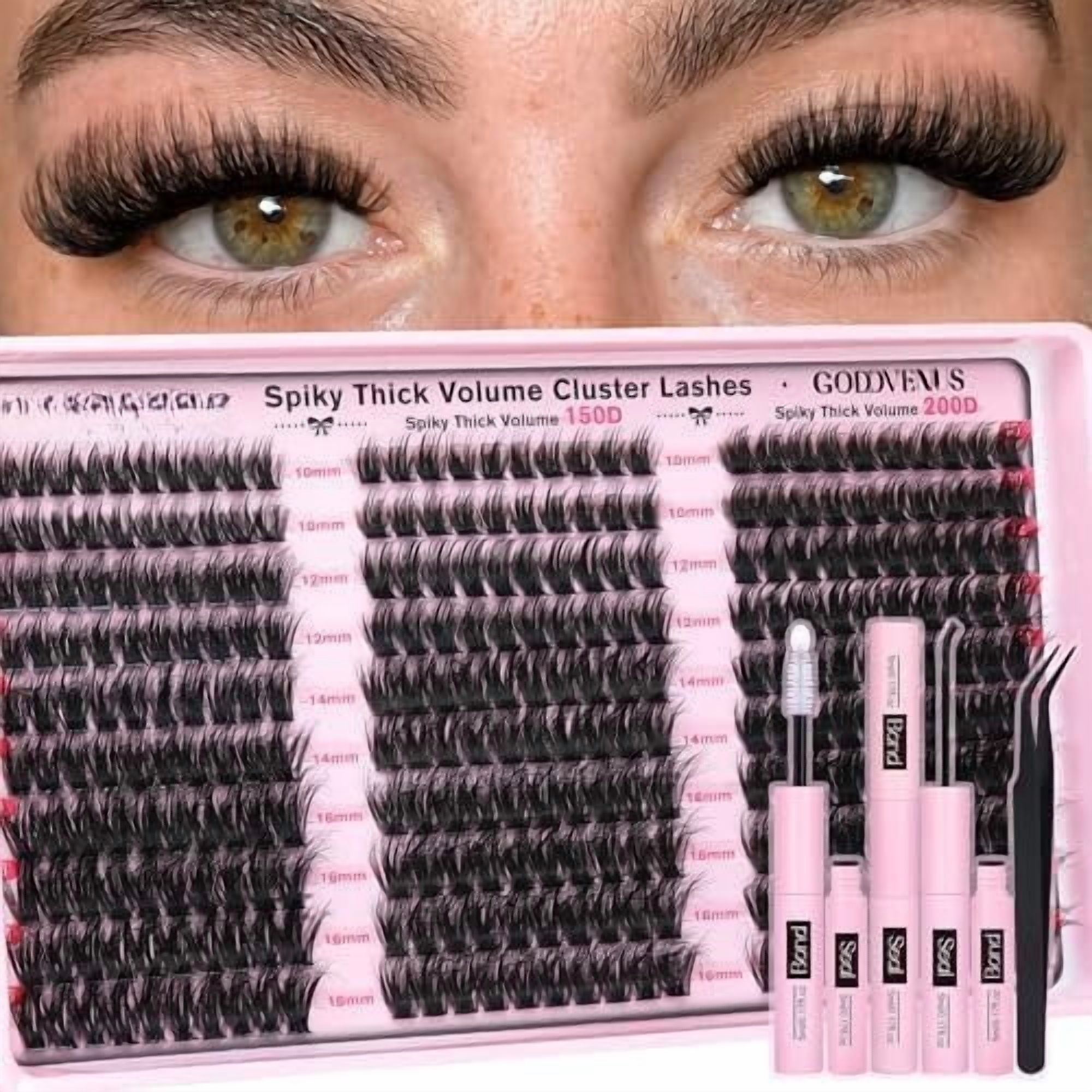 Kit Thik Fluffy Lash Clusters Kit Thick 100-150-200D Volume Eyelash Clusters Kit ...