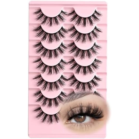 Fluffy Lashes Eyelashes Short Wispy Eye Lash Strips 7 Pairs Separated Volume Eyelash Pack 16mm Dramatic Wispies Strip Lashes Clusters Eye Pestanas Spiky Look (A17 | 9-16MM)