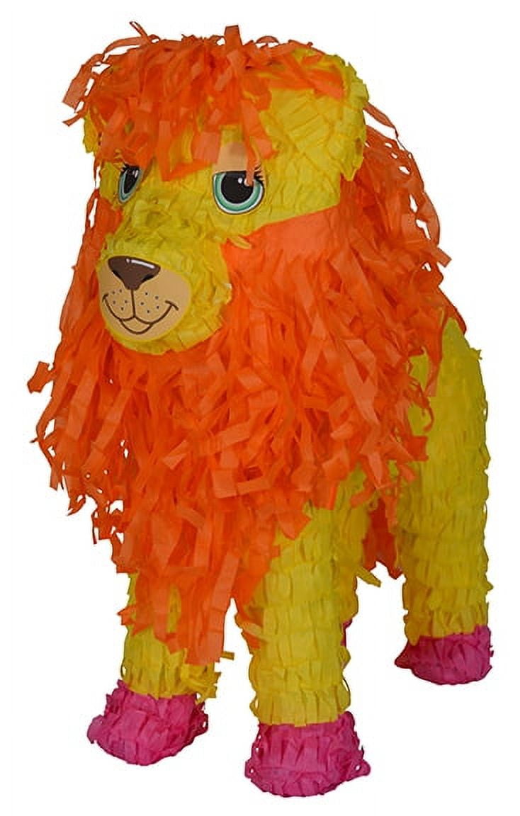 Fluffy Lion Piñata, Yellow, Large, 19.5' Tall