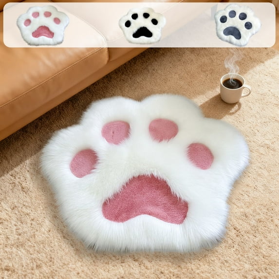 Fluffy Long-Pile Decorative Carpet - Versatile Bedroom Bedside Mat/Pet Rest Mat, Soft Plush Rug for Living Room & Nursery, Durable Stain-Resistant Floor Cover, Ideal for Pet Families, 24*24in, Black