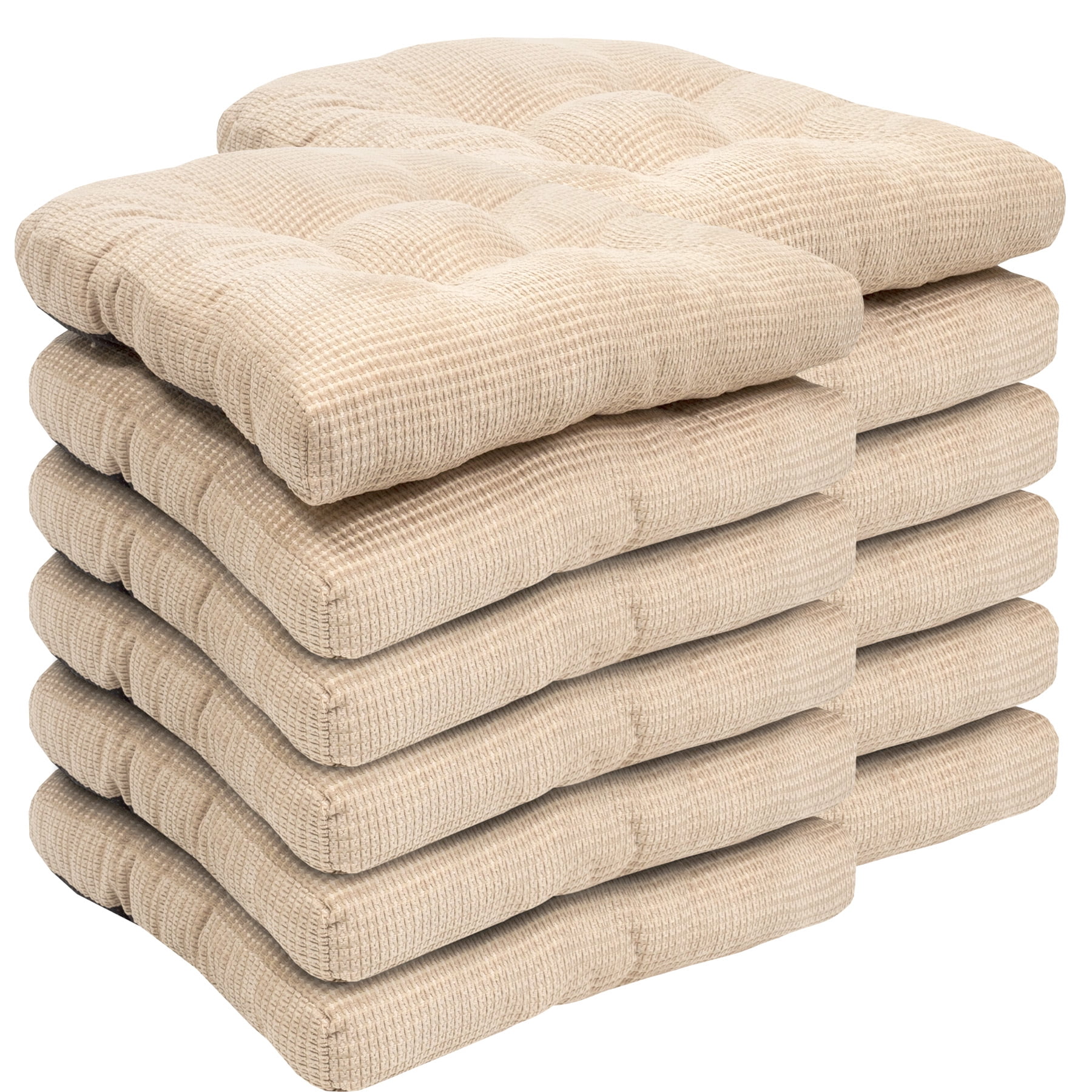Fluffy Memory Foam 16" x 16" Non Slip Chair Cushion Pad 12 Pack Linen