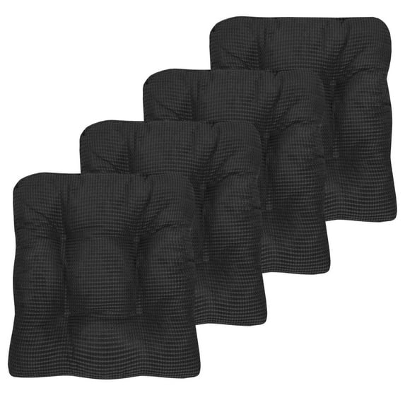 Fluffy Memory Foam Non Slip Chair Cushion Pad 4 Pack Charcoal