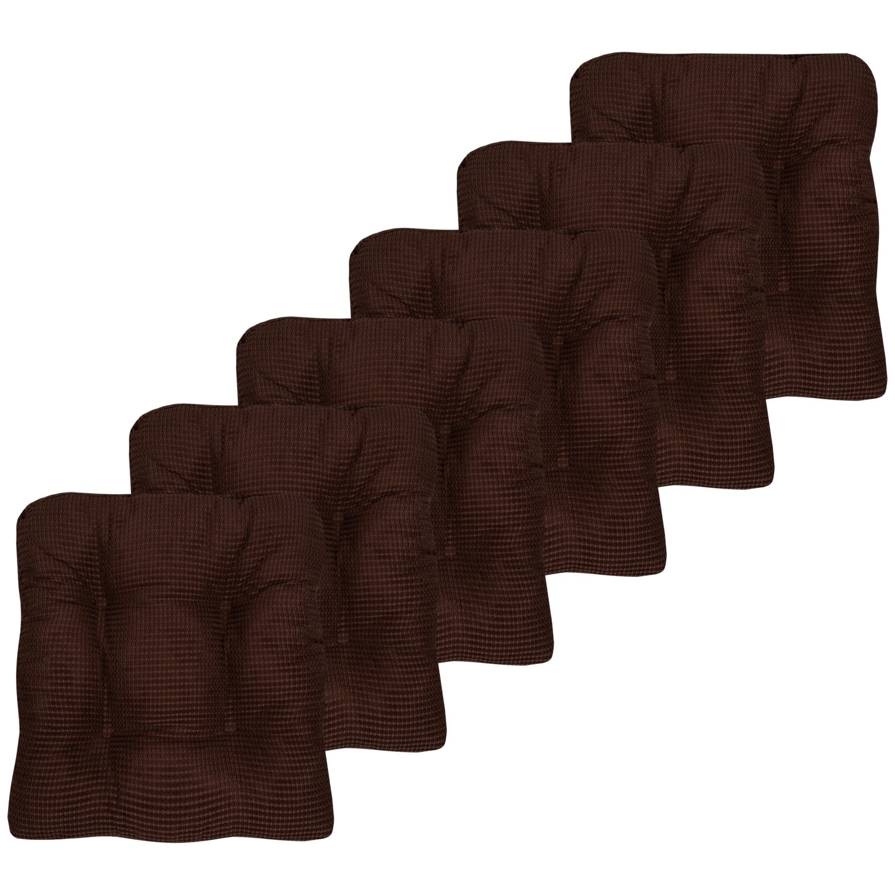 Fluffy Memory Foam Non Slip Chair Cushion Pad 6 Pack Chocolate