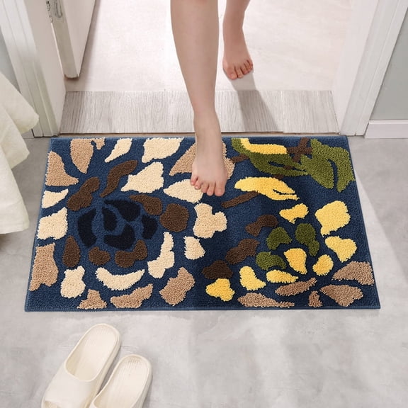 Fluffy Microfiber Bathroom Rug Absorbent 20"x32"Soft Comfortable Plush Bath Mats Non-Slip Backing Rug Machine Washable