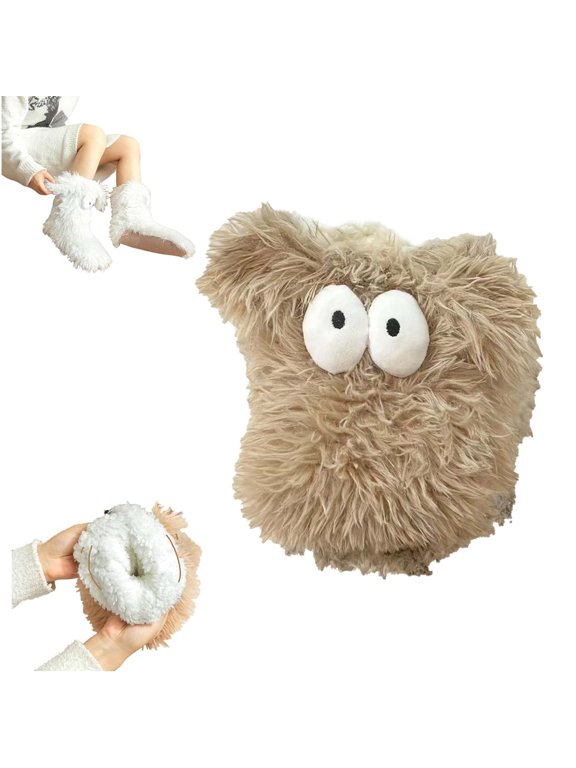 Fluffy Monster Slipper Socks, Women Cute Plush Slipper Socks with Big Eyes & Floppy Ears, Winter Warm Non-Slip Cozy Socks for Bedroom Indoor Use
