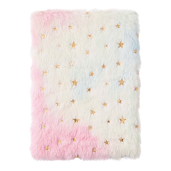 Fluffy Notebook, A5 Notebook Fuzzy Journal Cute Plush Covered Diary Notepad Gradient Colored Writing Drawing Note Taking80 Pages
