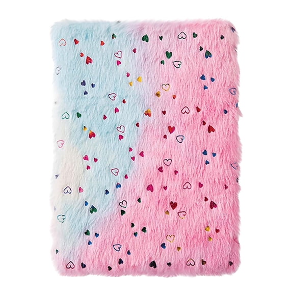 Fluffy Notebook, A5 Notebook Fuzzy Journal Cute Plush Covered Diary Notepad Gradient Colored Writing Drawing Note Taking80 Pages