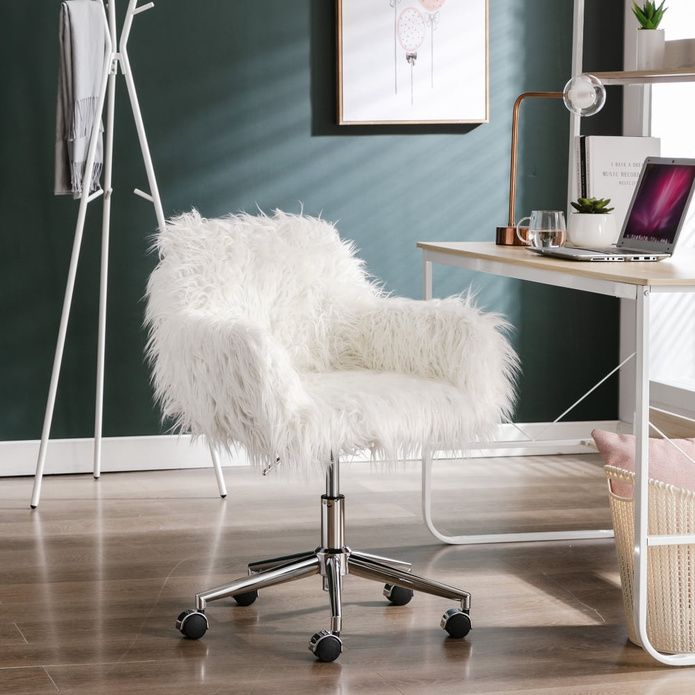 Fluffy Office Desk Chair Swivel Chair with Adjustable Seat Height